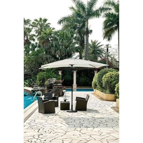 Parasol droit 3x2 m inclinable - Mât Aluminium avec toile polyester 160 g/m² - Blanc - Photo n°2; ?>