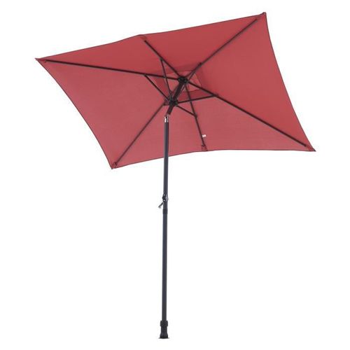Parasol droit rectangulaire 1,4 x 2,10 m - inclinable & avec manivelle - Mat aluminium et toile polyester 160g - Rouge - Photo n°2; ?>