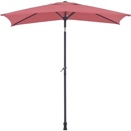 Parasol droit rectangulaire 1,4 x 2,10 m - inclinable & avec manivelle - Mat aluminium et toile polyester 160g - Rouge - Photo n°3; ?>