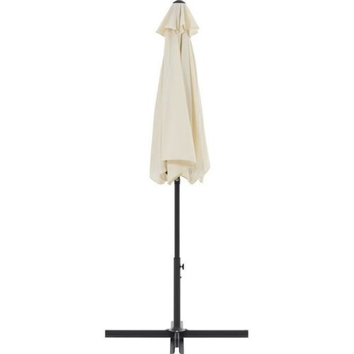Parasol droit rond diam 2,5 m - inclinable & avec manivelle - Mât aluminium et toile polyester 160g - Ecru - Photo n°3; ?>