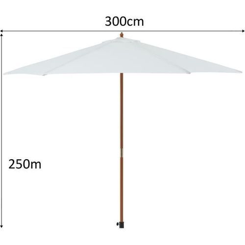 Parasol en bois rond et polyester 160g/m² - Arc 3 m - Blanc - Photo n°3; ?>