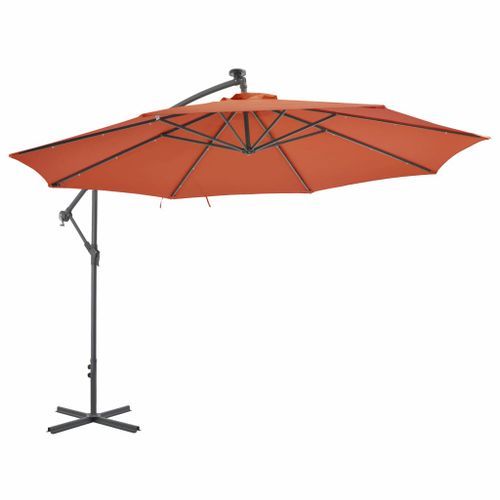 Parasol en porte-à-faux avec mât Aluminium 350 cm Terre cuite - Photo n°2; ?>