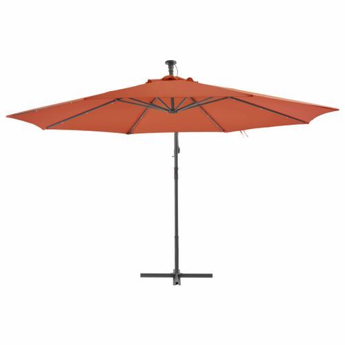 Parasol en porte-à-faux avec mât Aluminium 350 cm Terre cuite - Photo n°3; ?>
