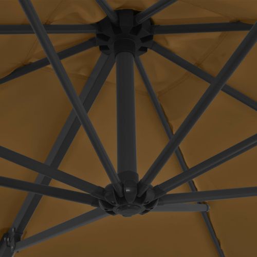 Parasol en porte-à-faux avec mât en acier Taupe 250x250 cm - Photo n°2; ?>