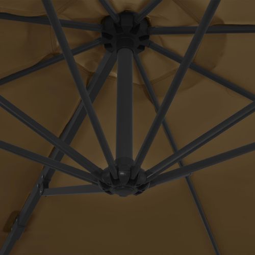 Parasol en porte-à-faux avec mât en acier Taupe 300 cm - Photo n°2; ?>