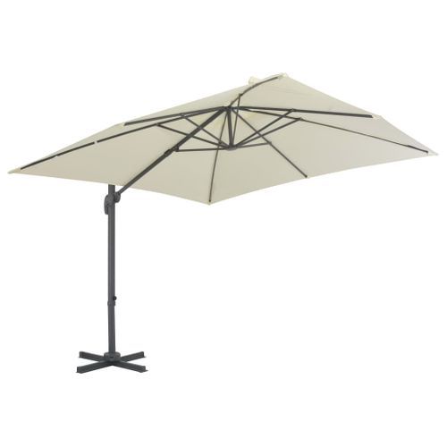 Parasol en porte-à-faux avec mât en aluminium 300x300 cm Sable - Photo n°3; ?>