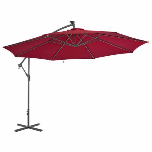 Parasol en porte-à-faux avec mât en aluminium 350 cm Bordeaux - Photo n°2; ?>