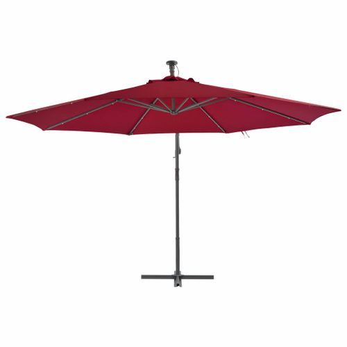 Parasol en porte-à-faux avec mât en aluminium 350 cm Bordeaux - Photo n°3; ?>