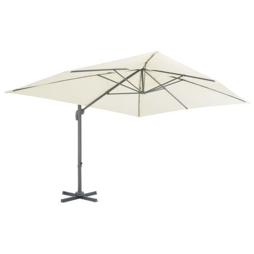 Parasol en porte-à-faux avec mât en aluminium 400x300 cm Sable - Photo n°3; ?>