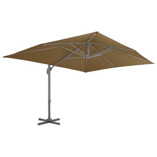 Parasol en porte-à-faux avec mât en aluminium 400x300 cm Taupe - Photo n°3; ?>