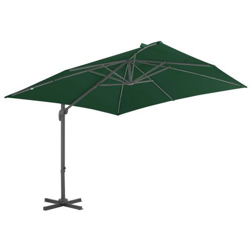 Parasol en porte-à-faux avec mât en aluminium 400x300 cm Vert - Photo n°3; ?>