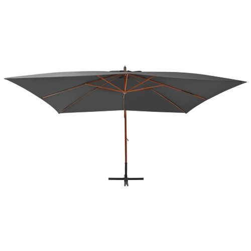 Parasol en porte-à-faux avec mât en bois 400x300 cm Anthracite - Photo n°3; ?>