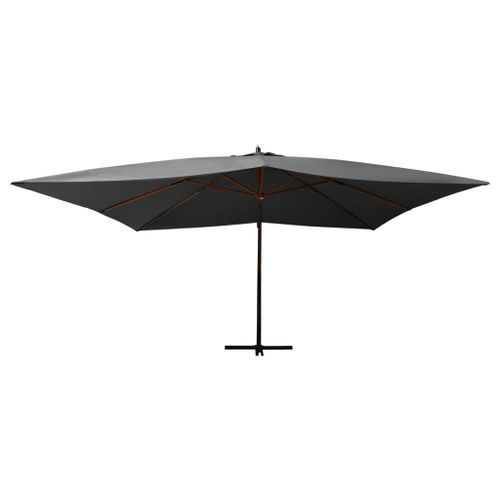 Parasol en porte-à-faux avec mât en bois 400x300 cm Anthracite - Photo n°2; ?>