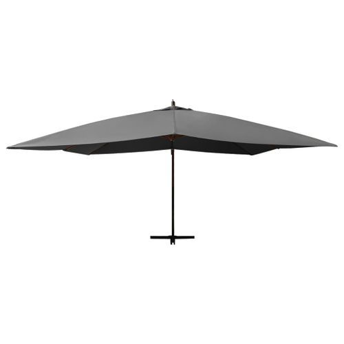 Parasol en porte-à-faux avec mât en bois 400x300 cm Anthracite - Photo n°3; ?>