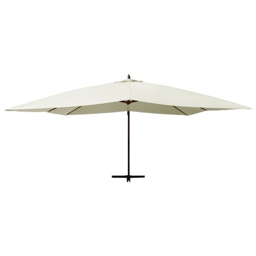 Parasol en porte-à-faux avec mât en bois 400x300 cm Blanc sable - Photo n°3; ?>