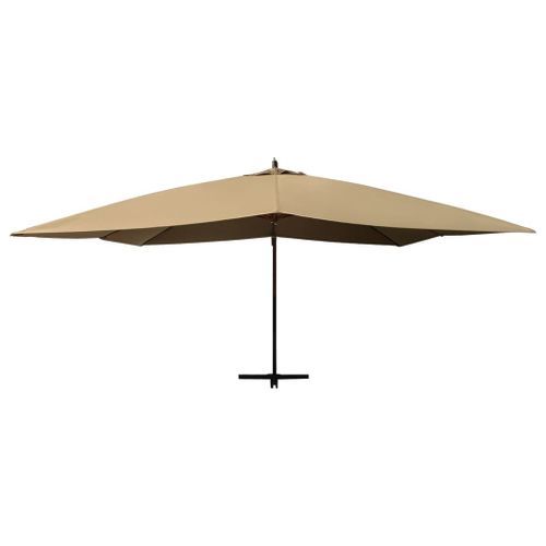 Parasol en porte-à-faux avec mât en bois 400x300 cm Taupe - Photo n°3; ?>