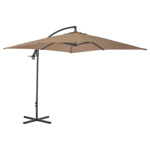 Parasol en porte-à-faux avec poteau en acier 250x250 cm Taupe - Photo n°3; ?>