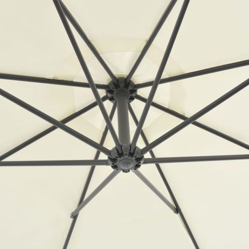Parasol en porte-à-faux avec poteau en acier 300 cm Sable - Photo n°2; ?>