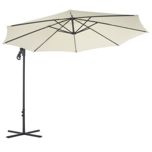 Parasol en porte-à-faux avec poteau en acier 300 cm Sable - Photo n°3; ?>