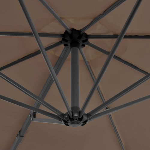 Parasol en porte-à-faux avec poteau en aluminium 300 cm Taupe - Photo n°2; ?>