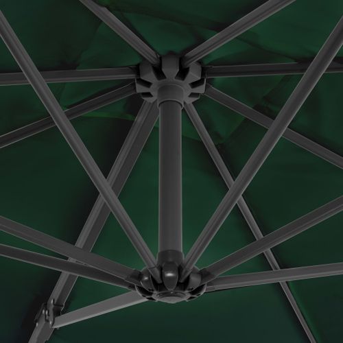 Parasol en porte-à-faux et mât en aluminium 250x250 cm Vert - Photo n°2; ?>