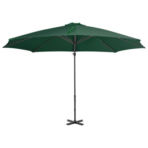 Parasol en porte-à-faux et poteau en aluminium 300 cm Vert - Photo n°3; ?>