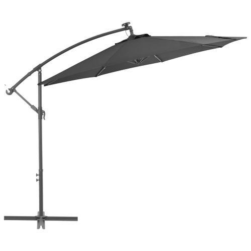 Parasol en porte-à-faux LED et mât en acier 300cm Anthracite - Photo n°2; ?>