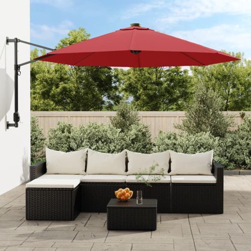 Parasol mural avec LED rouge vif 290 cm - Photo n°2; ?>