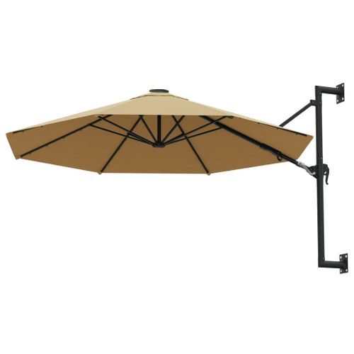 Parasol mural avec mât métallique 300 cm Taupe - Photo n°3; ?>