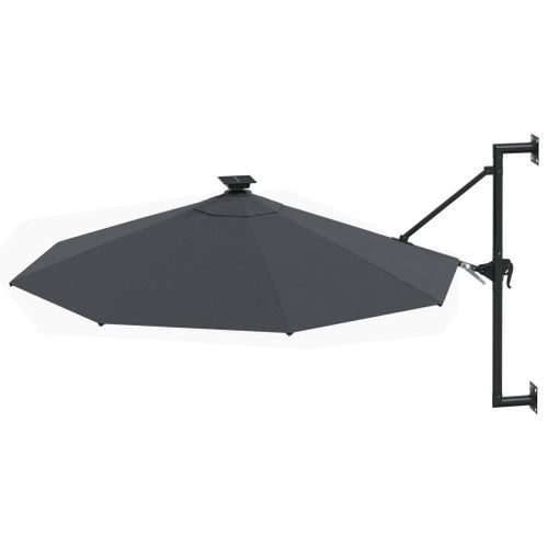 Parasol mural avec mât métallique et LED 300 cm Anthracite - Photo n°3; ?>