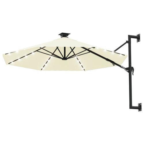 Parasol mural avec mât métallique et LED 300 cm Sable - Photo n°2; ?>