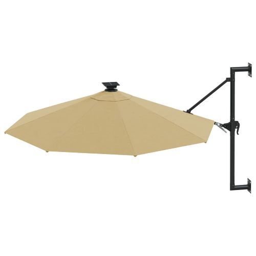 Parasol mural avec mât métallique et LED 300 cm Taupe - Photo n°3; ?>