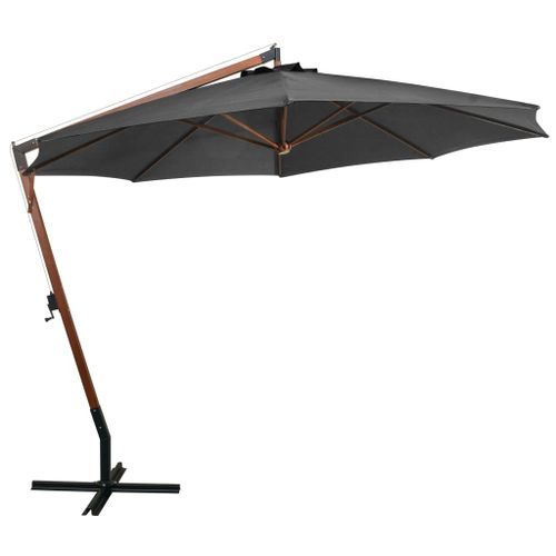 Parasol suspendu avec mât Anthracite 3,5x2,9 m Bois de sapin - Photo n°3; ?>