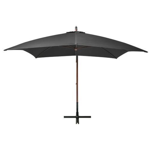 Parasol suspendu avec mât Anthracite 3x3 m Bois de sapin massif - Photo n°3; ?>