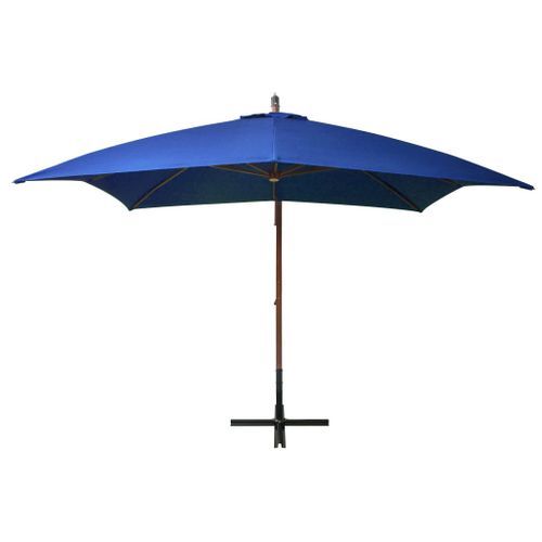 Parasol suspendu avec mât Bleu azuré 3x3 m Bois de sapin massif - Photo n°3; ?>