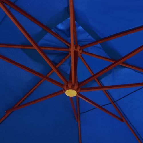 Parasol suspendu avec mât en bois 400x300 cm Bleu - Photo n°2; ?>