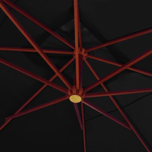 Parasol suspendu avec mât en bois 400x300 cm Noir - Photo n°2; ?>