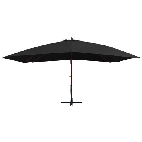 Parasol suspendu avec mât en bois 400x300 cm Noir - Photo n°3; ?>