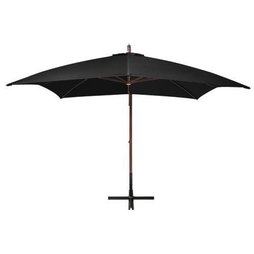 Parasol suspendu avec mât Noir 3x3 m Bois de sapin massif - Photo n°3; ?>