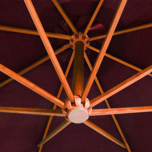 Parasol suspendu avec mât Rouge bordeaux 3,5x2,9m Bois de sapin - Photo n°2; ?>