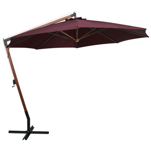 Parasol suspendu avec mât Rouge bordeaux 3,5x2,9m Bois de sapin - Photo n°3; ?>