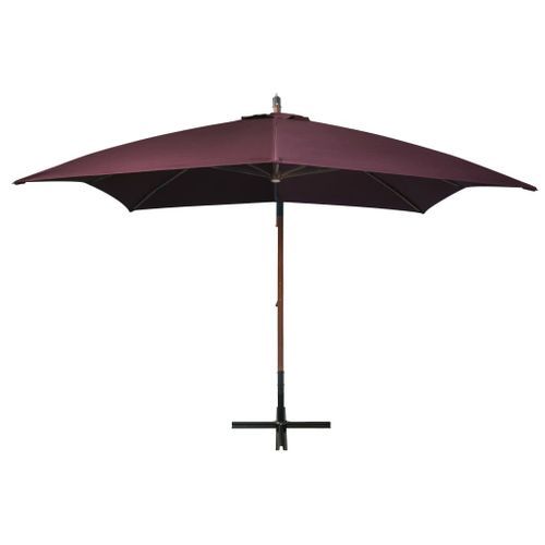 Parasol suspendu avec mât Rouge bordeaux 3x3 m Bois de sapin - Photo n°3; ?>