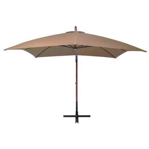 Parasol suspendu avec mât Taupe 3x3 m Bois de sapin massif - Photo n°3; ?>