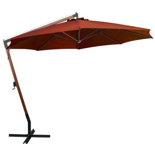 Parasol suspendu avec mât Terre cuite 3,5x2,9 m Bois de sapin - Photo n°3; ?>