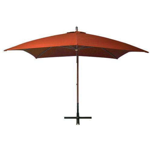 Parasol suspendu avec mât Terre cuite 3x3m Bois de sapin massif - Photo n°3; ?>