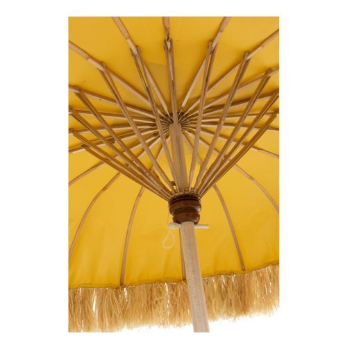 Parasol tissu jaune et bois massif blanc Nayra - Photo n°3; ?>