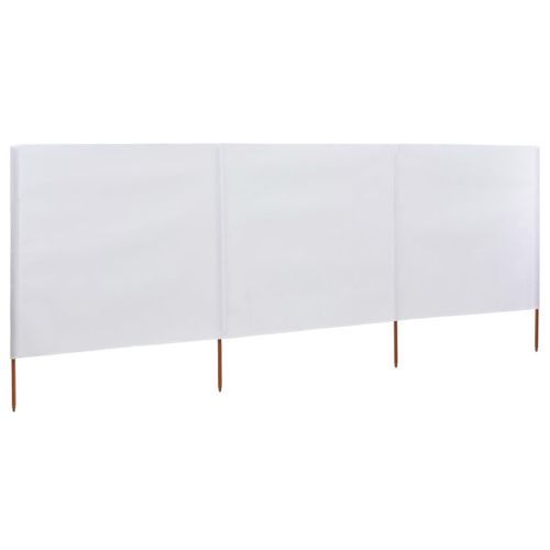 Paravent 3 panneaux Tissu 400 x 80 cm Blanc sable - Photo n°2; ?>