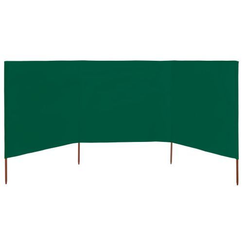 Paravent 3 panneaux Tissu 400 x 80 cm Vert - Photo n°3; ?>