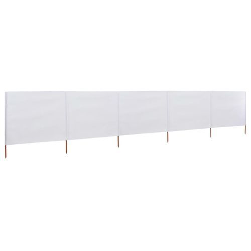 Paravent 5 panneaux Tissu 600 x 120 cm Blanc sable - Photo n°2; ?>