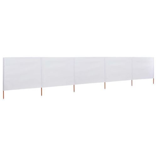 Paravent 5 panneaux Tissu 600 x 160 cm Blanc sable - Photo n°2; ?>